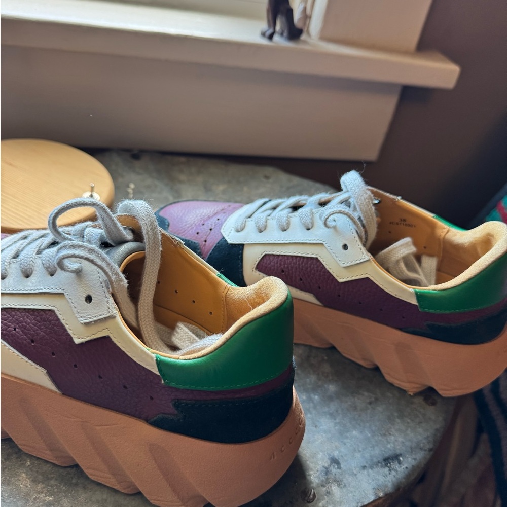 4CCCCEES Multi Colored Leather Casual Shoe Blue, Maroon, Green - Picture 6 of 7